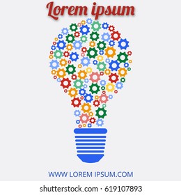 light bulb with gears and cogs working together. vector illustration
