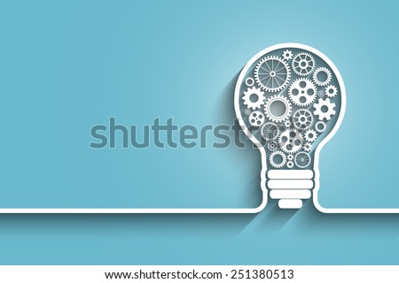 light bulb with gears and cogs working together. Eps10 vector abstract background for your design