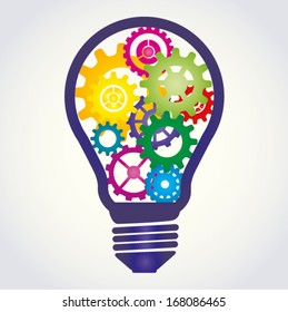 light bulb with gears concept color vector 