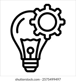 Light Bulb With Gears Icon Element For Design