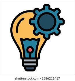 Light Bulb With Gears Icon Element For Design