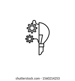 light bulb gears idea icon line style illustration