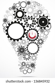 Light bulb gears inside with power button