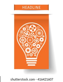 Light bulb with gears inside. Vector illustration.