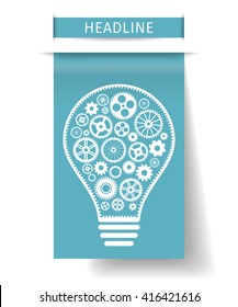 Light bulb with gears inside. Vector illustration.