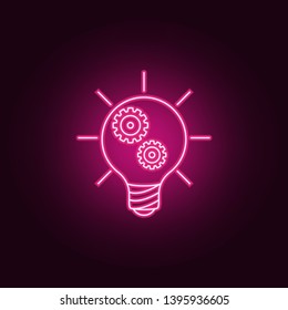 light bulb and gears neon icon. Elements of Idea set. Simple icon for websites, web design, mobile app, info graphics