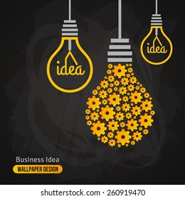 Light Bulb with Gears Pattern on Blackboard Background. Vector Illustration. 