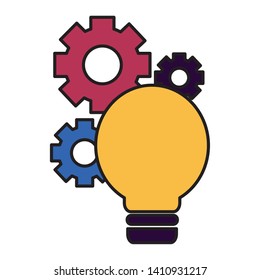 light bulb gears setting on white background vector illustration