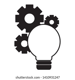 light bulb gears setting on white background vector illustration