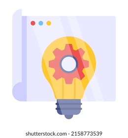 Bombilla de luz con engranajes que exhiben icono de generación de ideas