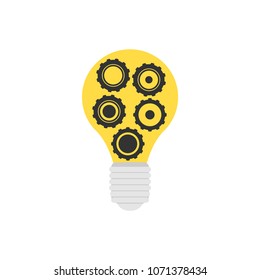 Light bulb and gears. Vector illustration.