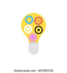 Light bulb and gears. Vector illustration.