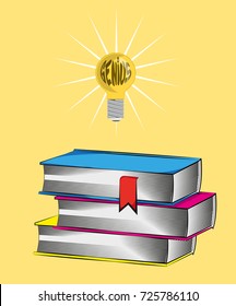 Light bulb. Genius. Vector text books handmade drawing