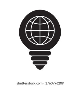 light bulb with global sphere silhouette style icon design, Innovation idea and creativity theme Vector illustration