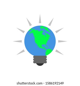Light bulb globe illustration. Flat. Isolated on white background. 