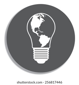 Light bulb globe vector icon on a grey background