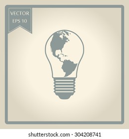 Light bulb globe vector icon 
