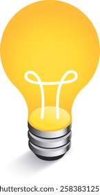 Light bulb glowing with bright yellow light, representing an innovative idea, solution, or breakthrough in a simple yet effective visual metaphor