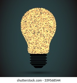 Light bulb glowing icon. Gold circle light. Vector illustration EPS10