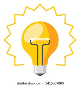 Light bulb glowing idea icon color vector illustration