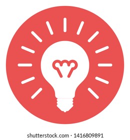 Light bulb glowing idea icon color vector illustration