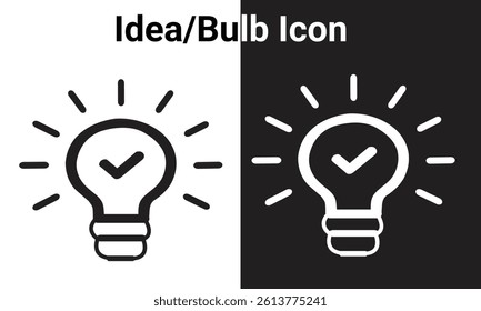 Light bulb with glowing rays, symbol of idea and creativity. Light bulb icon vector, creativity, ideas, solution symbol.