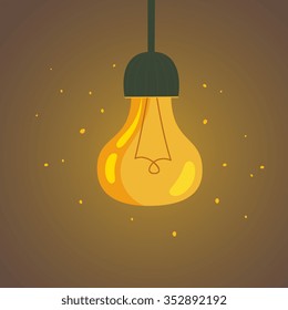 light bulb and glowworm particles, cartoon flat style vector illustration 