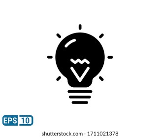 The light bulb glyph style icon, full of ideas and creative thinking, analytical thinking for processing. EPS 10