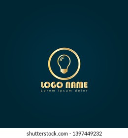 Light bulb gold logo concept. Designed for your web site design, logo, app, UI. Light bulb gold  initial logo design. corporate identity logo. can be used for bussines company. 