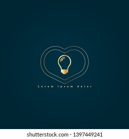 Light bulb gold logo concept. Designed for your web site design, logo, app, UI. Light bulb gold  initial logo design. corporate identity logo. can be used for bussines company. 