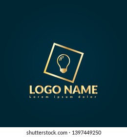 Light bulb gold logo concept. Designed for your web site design, logo, app, UI. Light bulb gold  initial logo design. corporate identity logo. can be used for bussines company. 