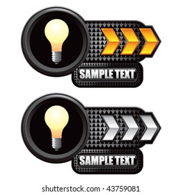 light bulb gold and white arrow nameplates