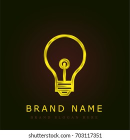 Light bulb golden metallic logo