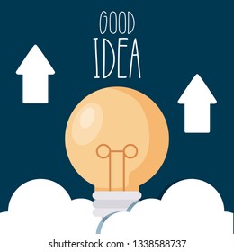 light bulb good idea with arrows up