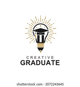 Light Bulb Graduate Cap Pencil Logo For University Graduation Design inspiration