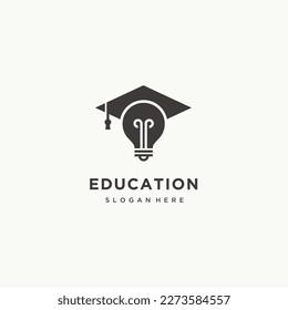 Light bulb and graduation cap education logo design icon vector