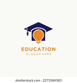 Light bulb and graduation cap education logo design icon vector