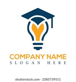 light bulb and a graduation cap Learning logo vector template
