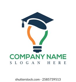 light bulb and a graduation cap Learning logo vector template