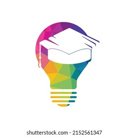 Light bulb and graduation cap logo. Creative Lamp Idea Genius Logo Design Symbol.