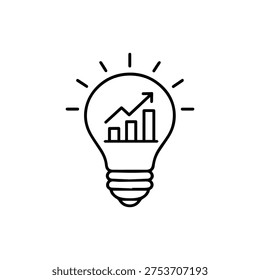 light bulb with a graph line icon vector isolated
Vector line icon on a white background