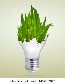 light bulb with grass. the concept of green energy