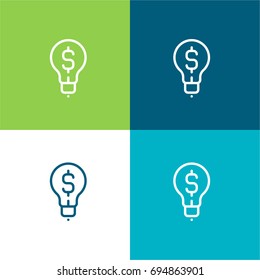 Light bulb green and blue material color minimal icon or logo design