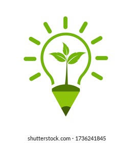 Light bulb green Ecology icon design templat Vector Illustration