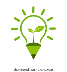 Light bulb green Ecology icon design templat Vector Illustration