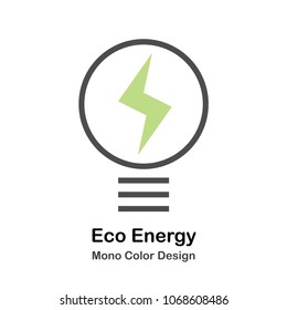 Light bulb and green electric symbol Mono Color Icon