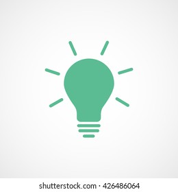 Light Bulb Green Flat Icon On White Background