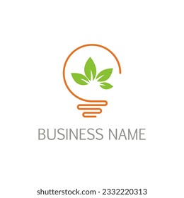 Light bulb green leaf eco power logo vector image