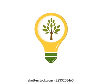 
Light bulb with green leaf icon (tree) eco energy illustration symbol ecology lamp vector