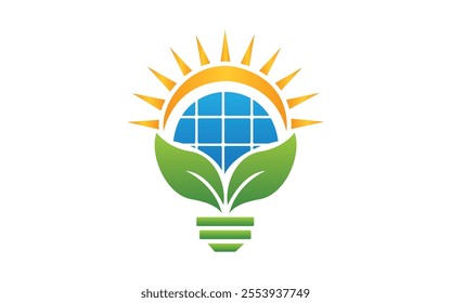 Light bulb green leaf logo Solar energy logo. Green energy concept. Light bulb icon